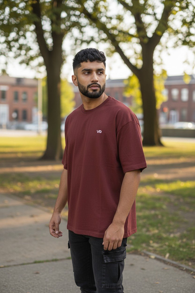 Maroon Oversized T-Shirt | 100% Cotton Heavyweight Streetwear Tee – VIBON Originals - VIBON Originals