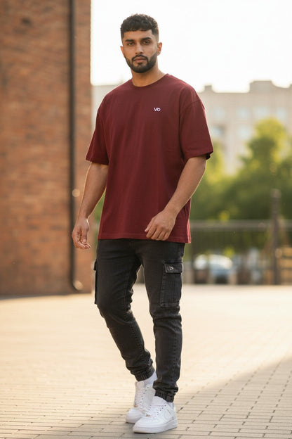Maroon Oversized T-Shirt | 100% Cotton Heavyweight Streetwear Tee – VIBON Originals - VIBON Originals