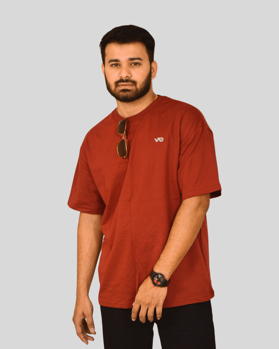 Maroon Oversized T-Shirt | 100% Cotton Minimal Streetwear Tee - VIBON Originals