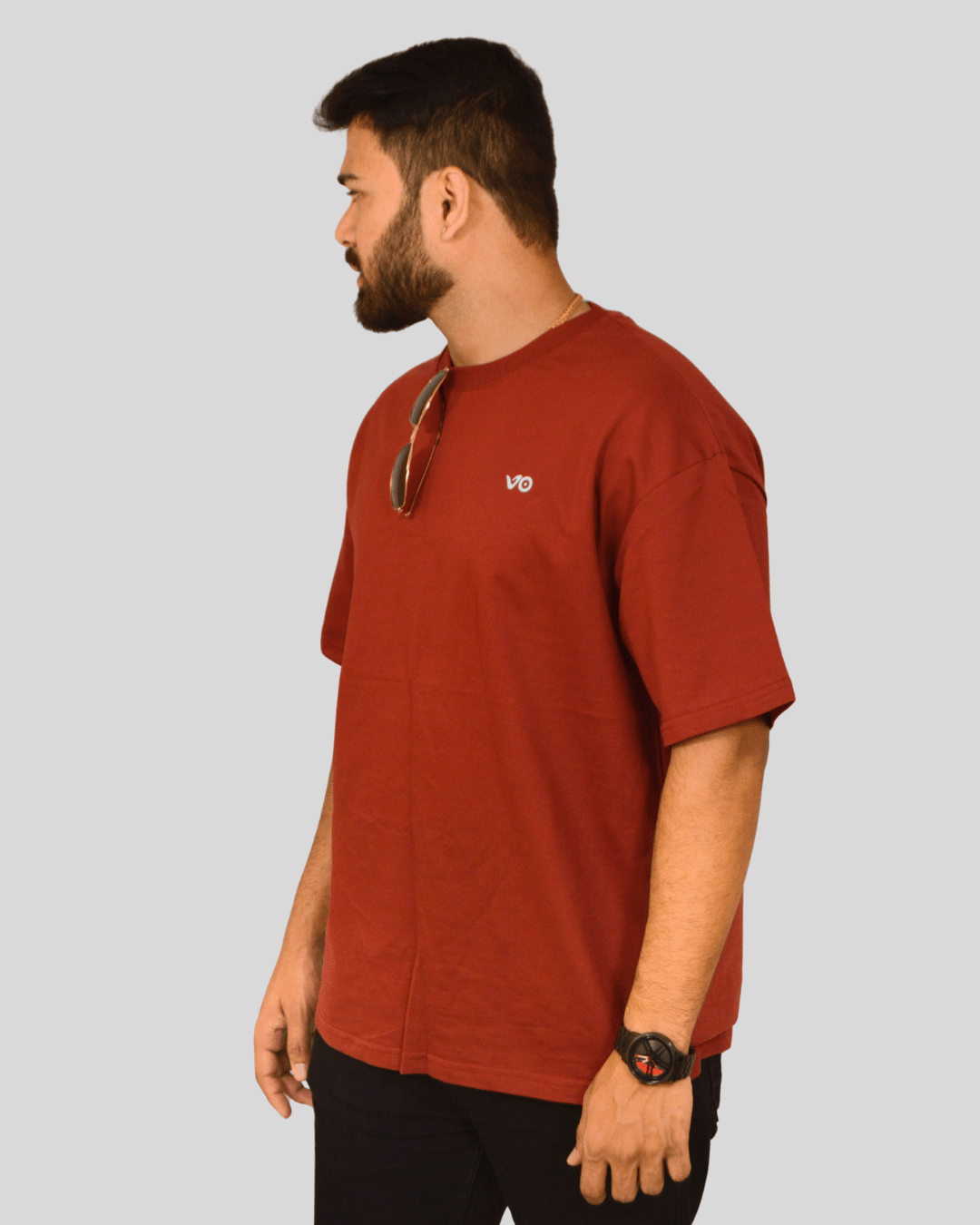 Maroon Oversized T-Shirt | 100% Cotton Minimal Streetwear Tee - VIBON Originals