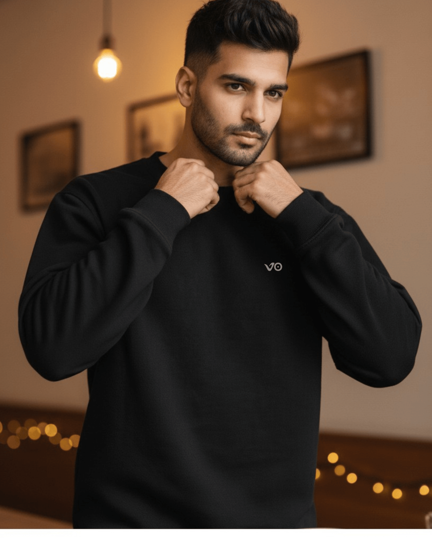 Men’s Black Cotton Sweatshirt – Soft Handfeel, Breathable & Long - Lasting - VIBON Originals