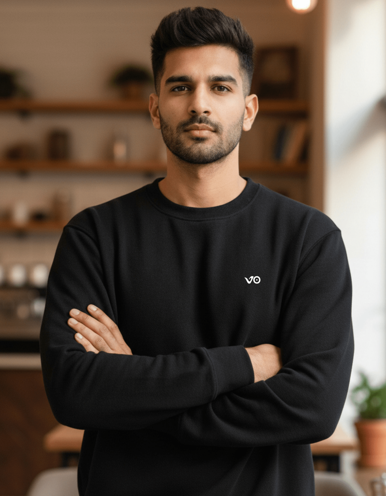 Men’s Black Cotton Sweatshirt – Soft Handfeel, Breathable & Long - Lasting - VIBON Originals