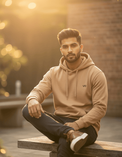 Men’s Café Cotton Hoodie – 100% Cotton, Anti - Pilling & Breathable - VIBON Originals