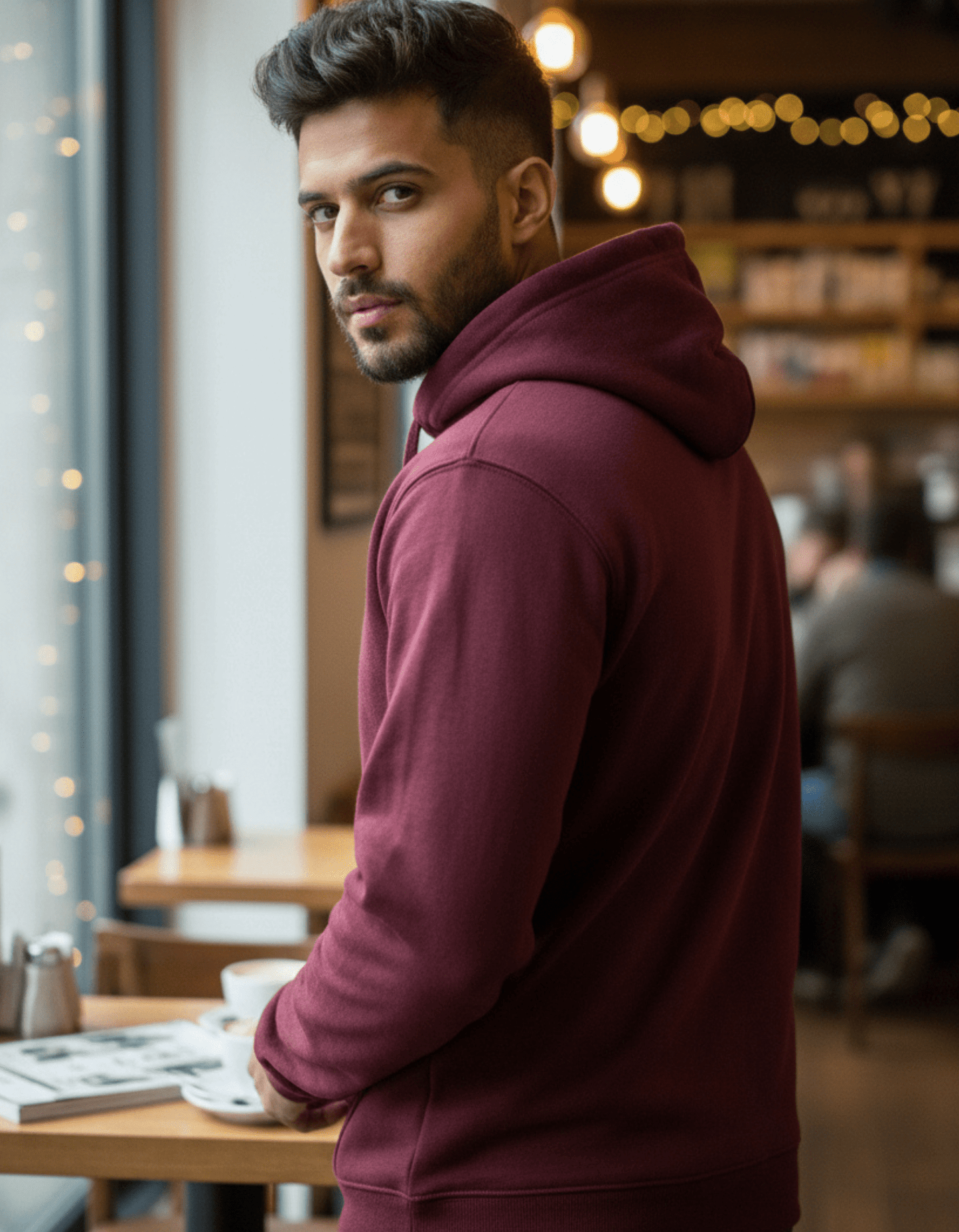 Men’s Maroon Cotton Hoodie – 100% Cotton, Anti - Pilling & Breathable - VIBON Originals