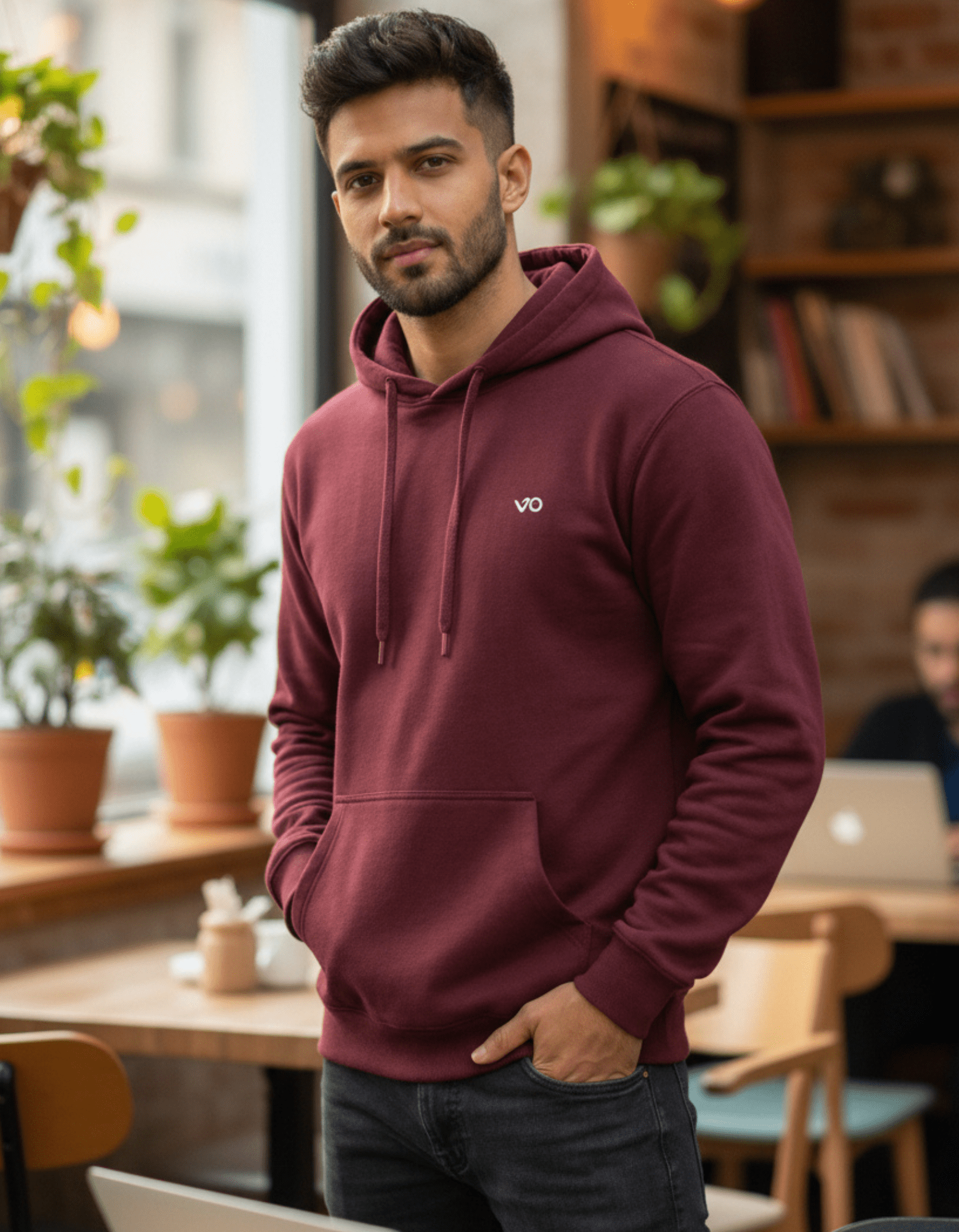 Men’s Maroon Cotton Hoodie – 100% Cotton, Anti - Pilling & Breathable - VIBON Originals