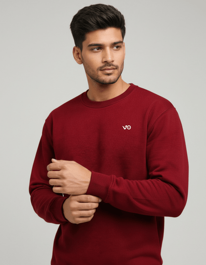 Men’s Maroon Cotton Sweatshirt – Premium Soft Feel & Durable Fabric - VIBON Originals