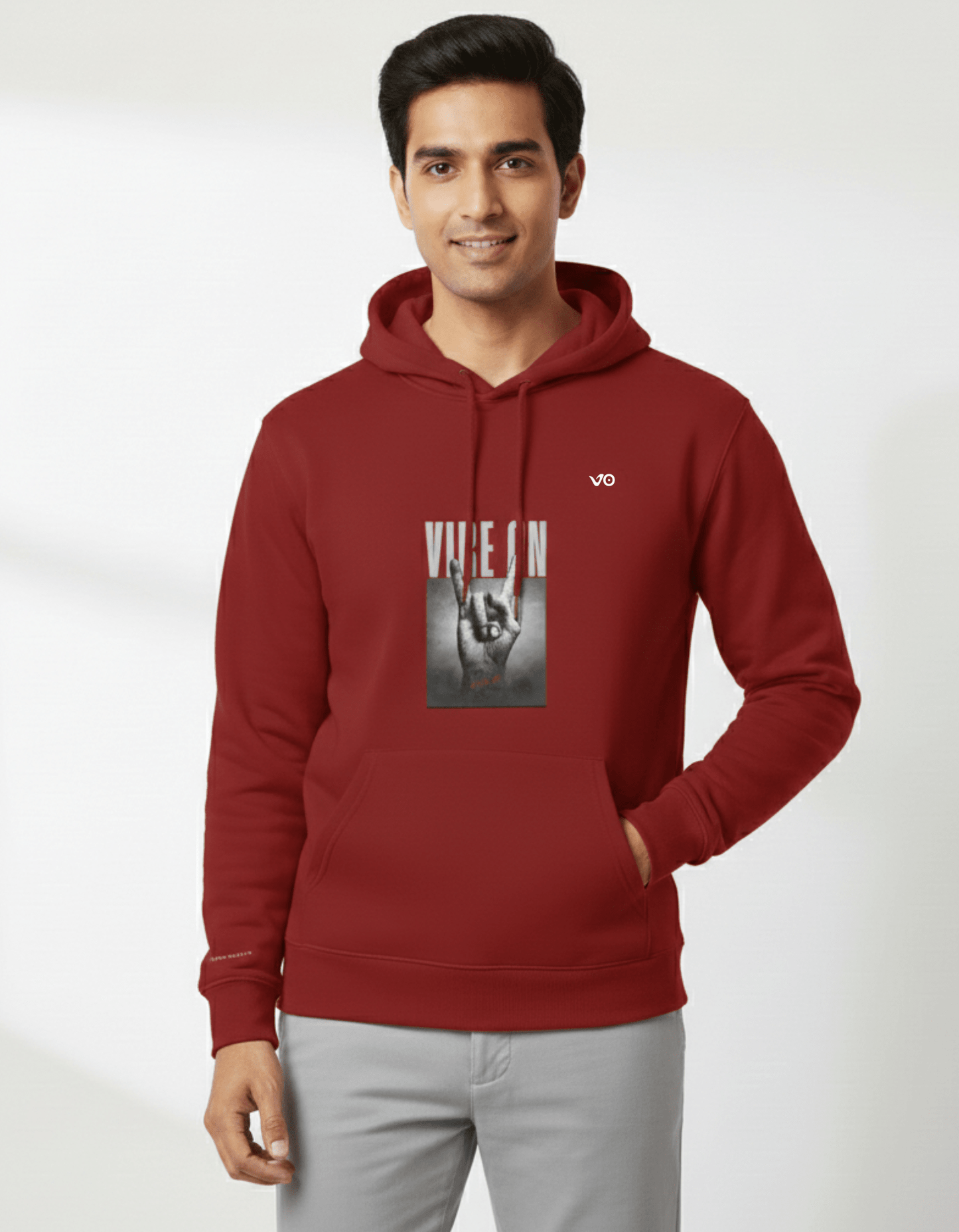 Men’s Maroon Pullover Hoodie | 100% Snowsoft Cotton Streetwear – Vibon Originals - VIBON Originals