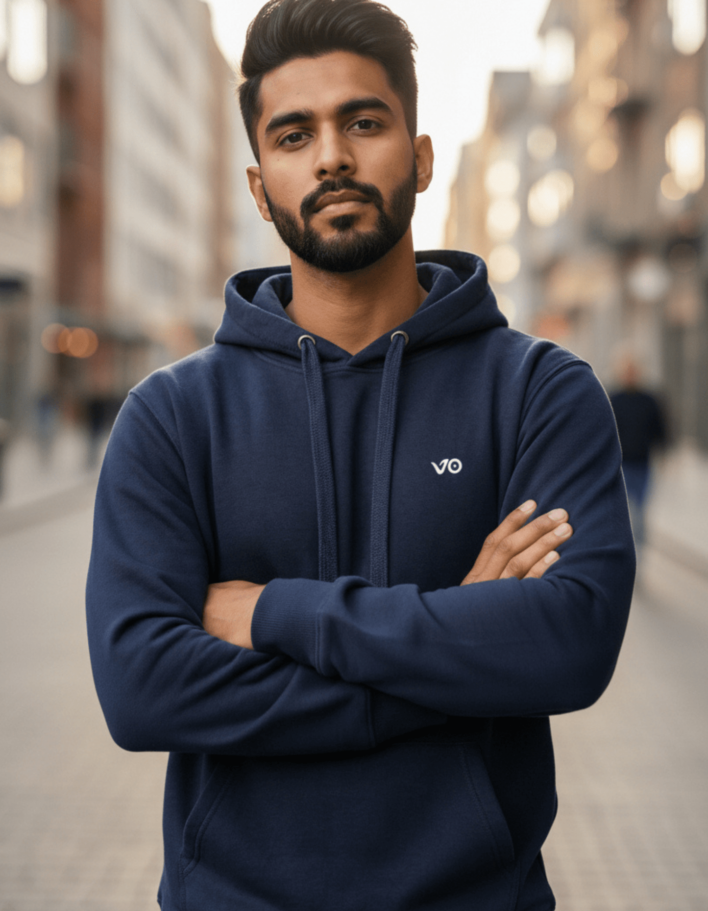 Men’s Navy Blue Cotton Hoodie – 100% Cotton, Anti - Pilling & Breathable - VIBON Originals