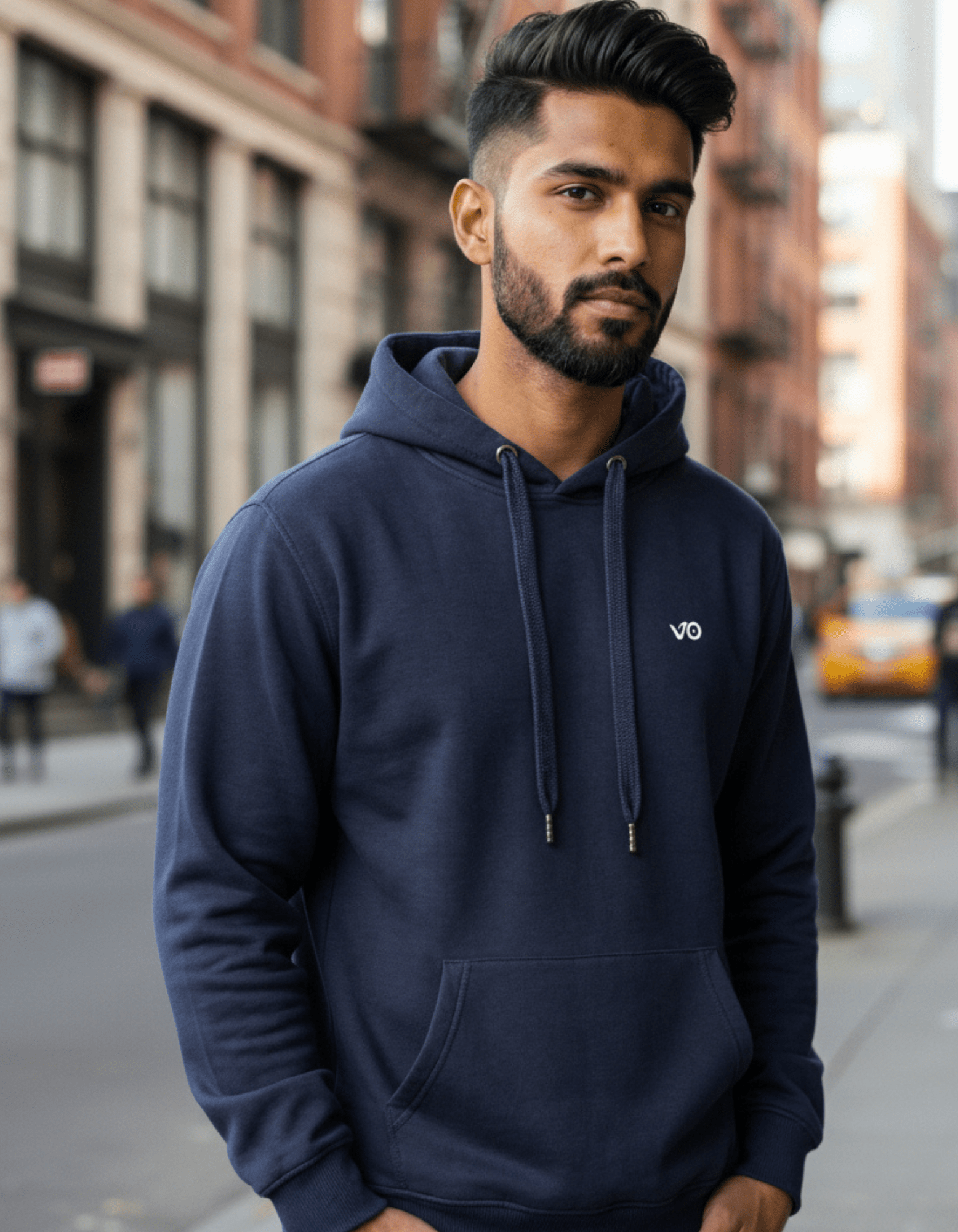 Men’s Navy Blue Cotton Hoodie – 100% Cotton, Anti - Pilling & Breathable - VIBON Originals