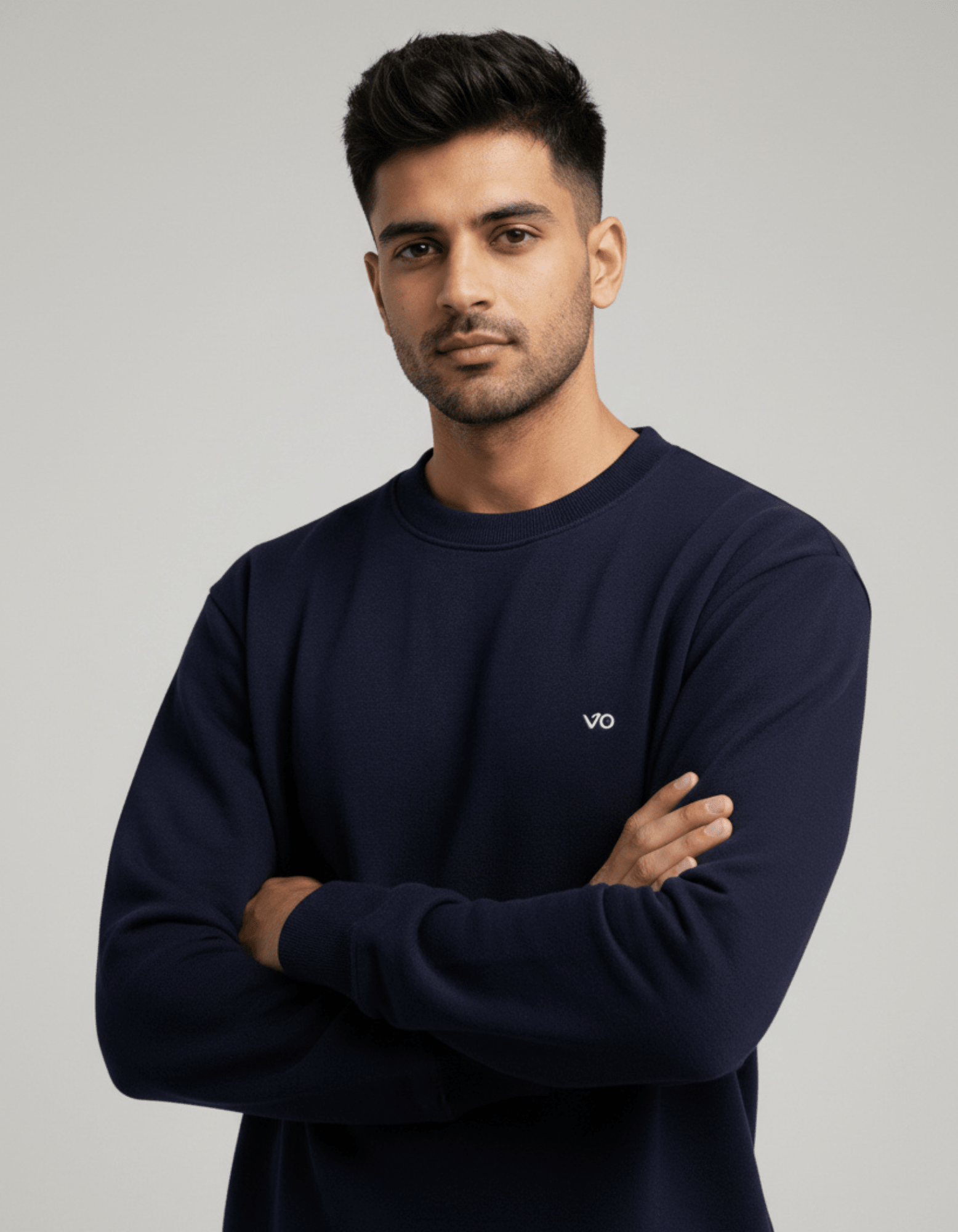 Men’s Navy Blue Cotton Sweatshirt – Soft, Breathable & Anti - Pilling - VIBON Originals