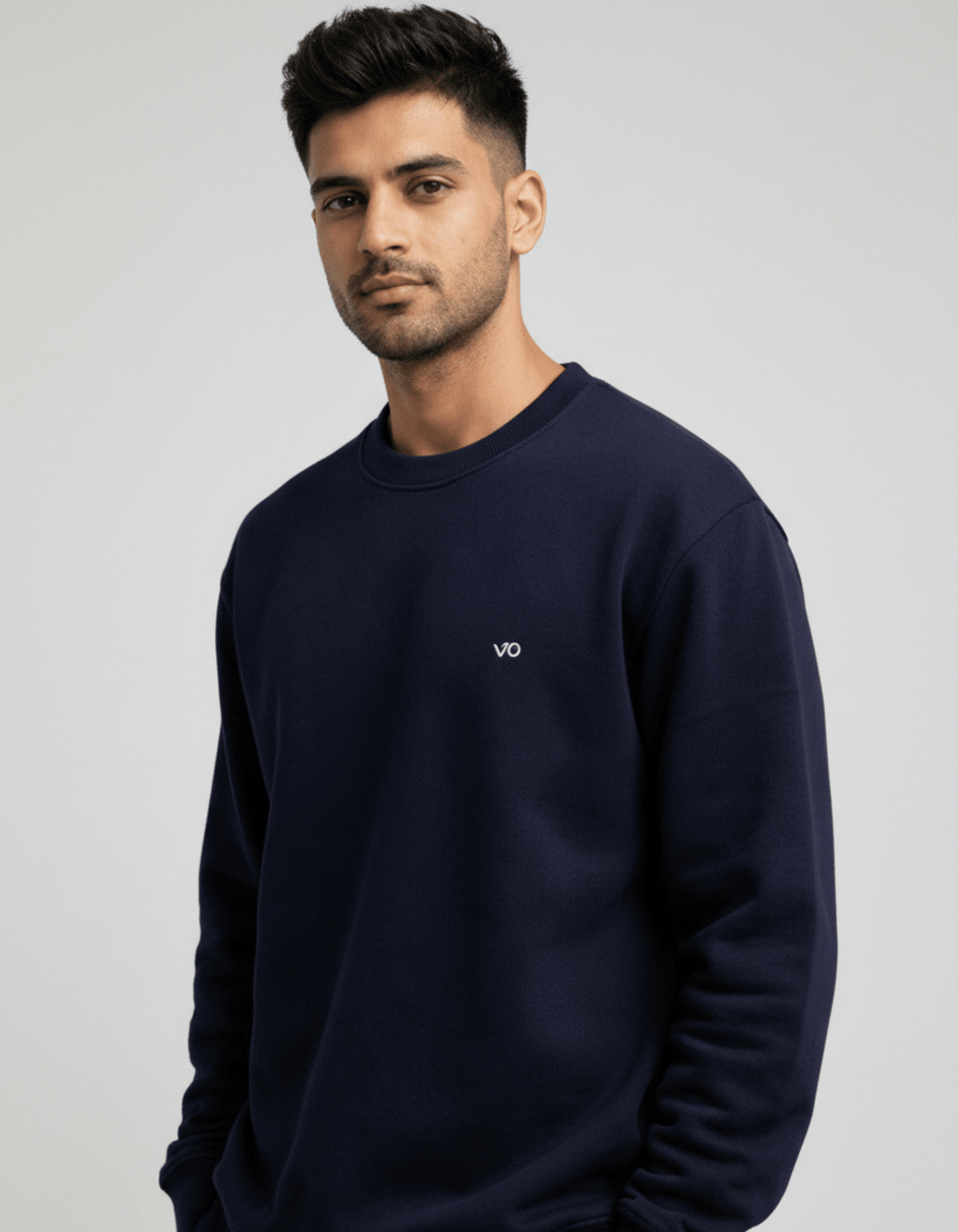 Men’s Navy Blue Cotton Sweatshirt – Soft, Breathable & Anti - Pilling - VIBON Originals