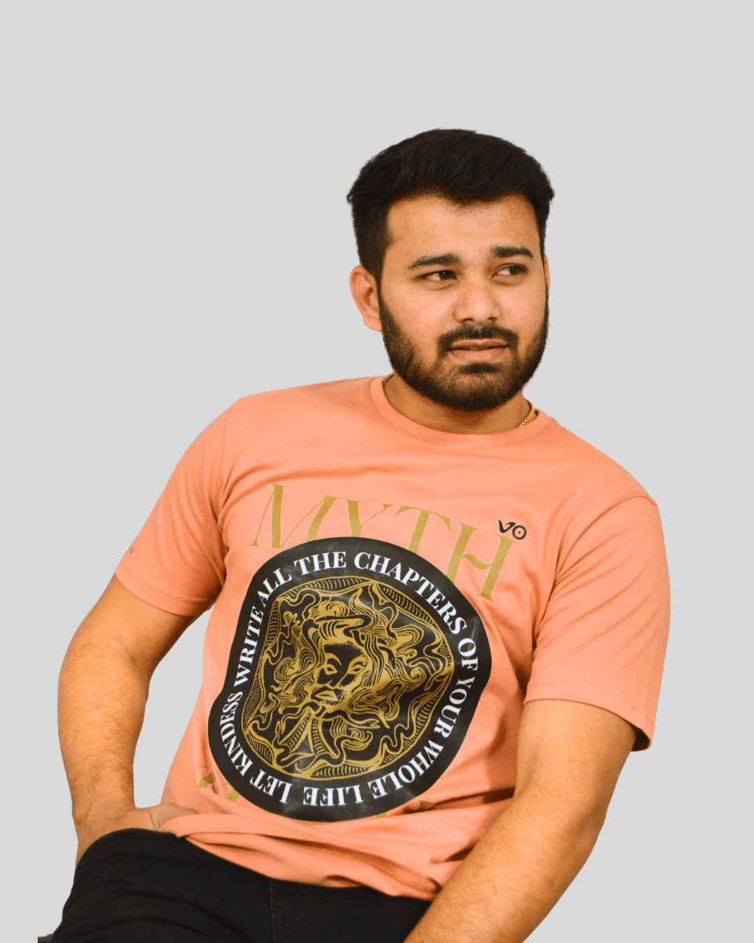 Myth Graphic T-Shirt | 100% Cotton Salmon Pink Streetwear Tee - VIBON Originals