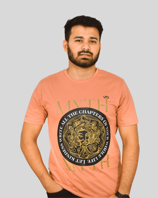 Myth Graphic T-Shirt | 100% Cotton Salmon Pink Streetwear Tee - VIBON Originals