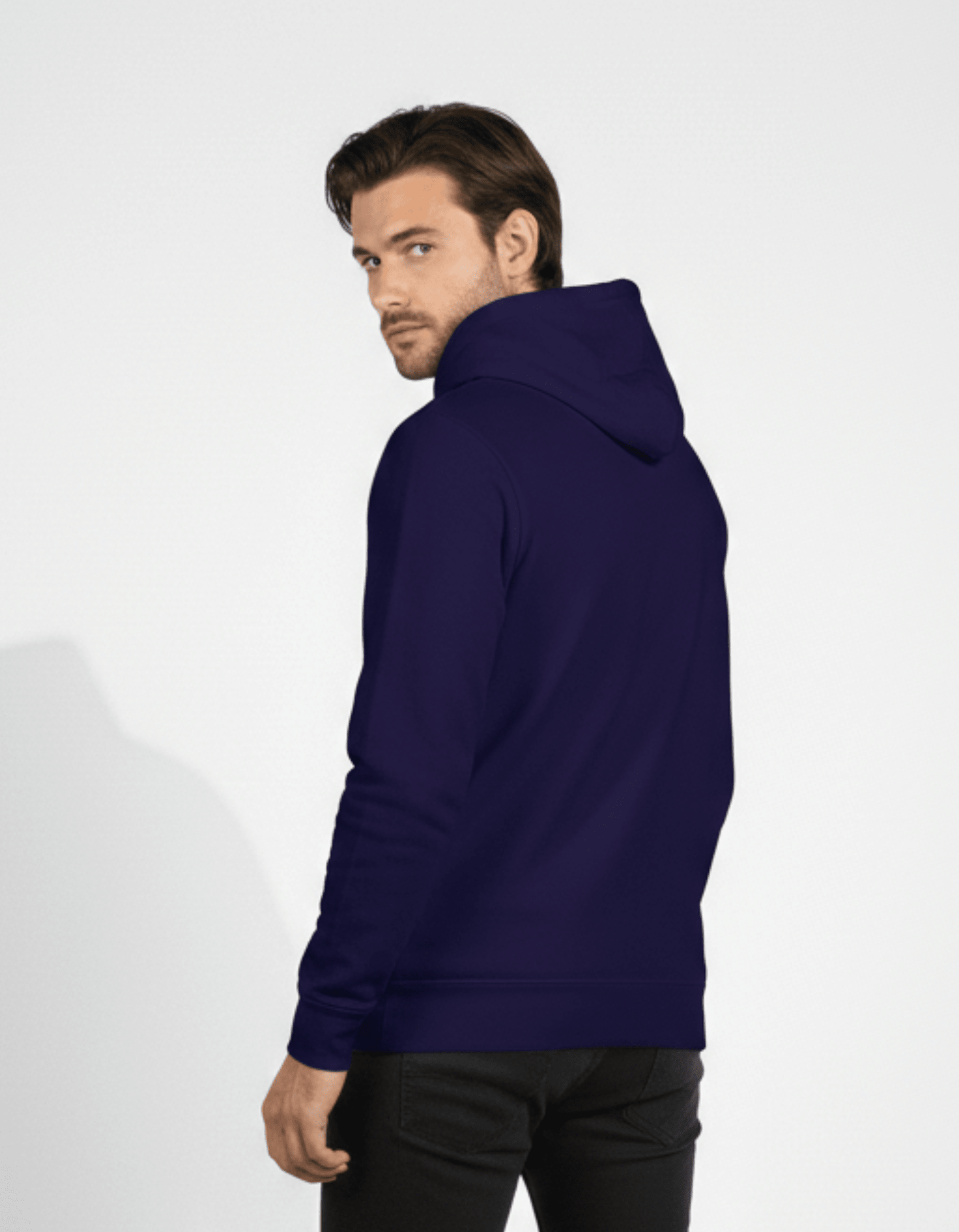 Navy Blue 100% Snow Soft Cotton Hoodie Classic Car Print - VIBON Originals