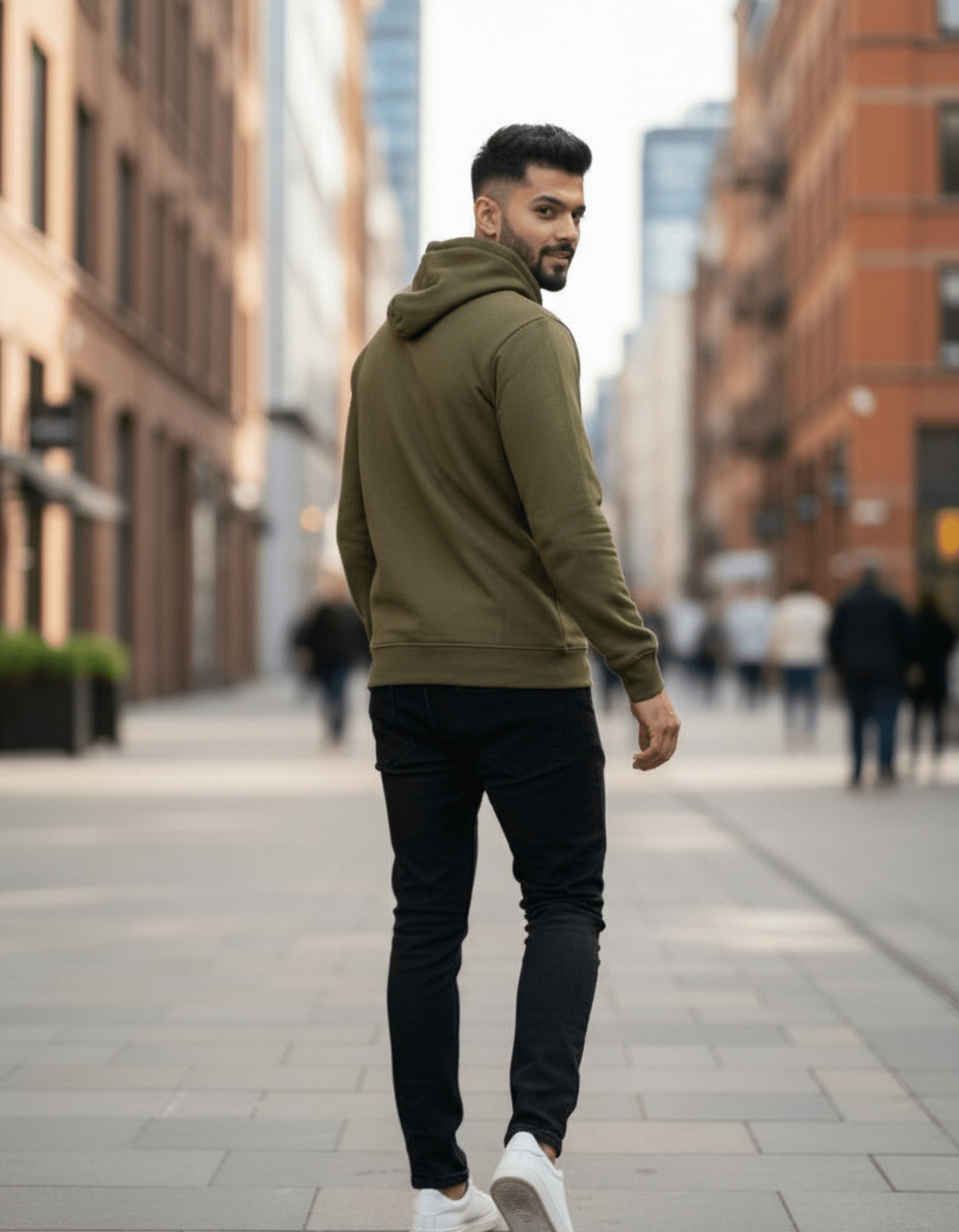 Olive Green Cotton Hoodie for Men - VIBON Originals