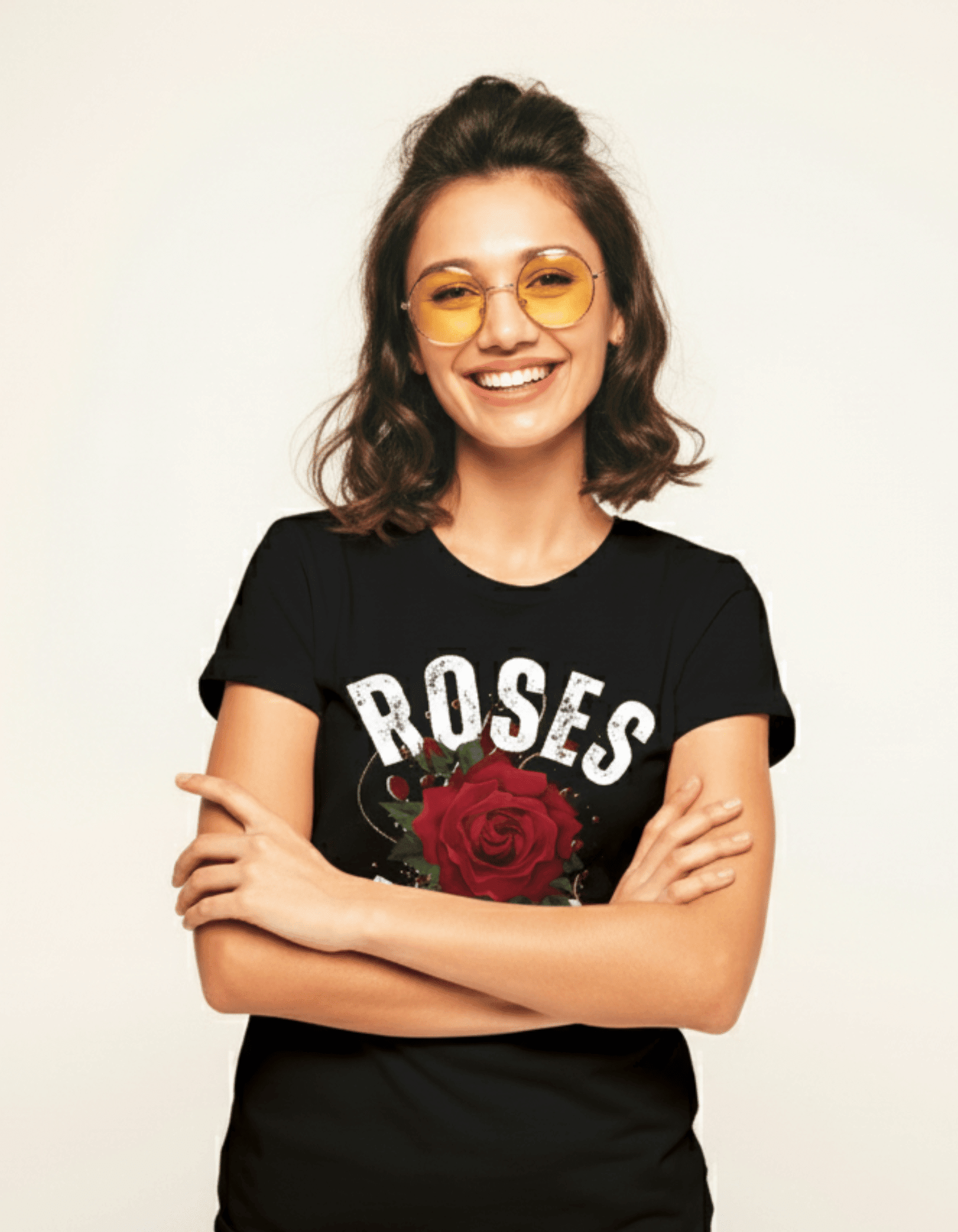 Roses Graphic Printed Black T-Shirt for Women – 100% Cotton Casual Wear - VIBON Originals