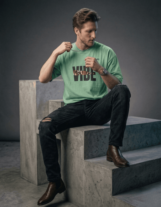 Sage Green Oversized T-Shirt – VIBE Graphic - VIBON Originals