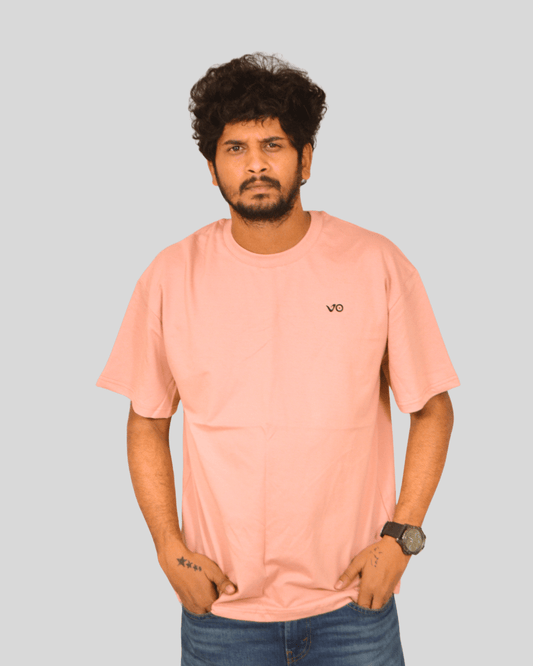 Salmon Pink Oversized T-Shirt | 100% Cotton Minimal Streetwear Tee - VIBON Originals