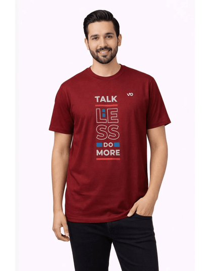 Talk Less Do More Burgundy Cotton T-Shirt - VIBON Originals