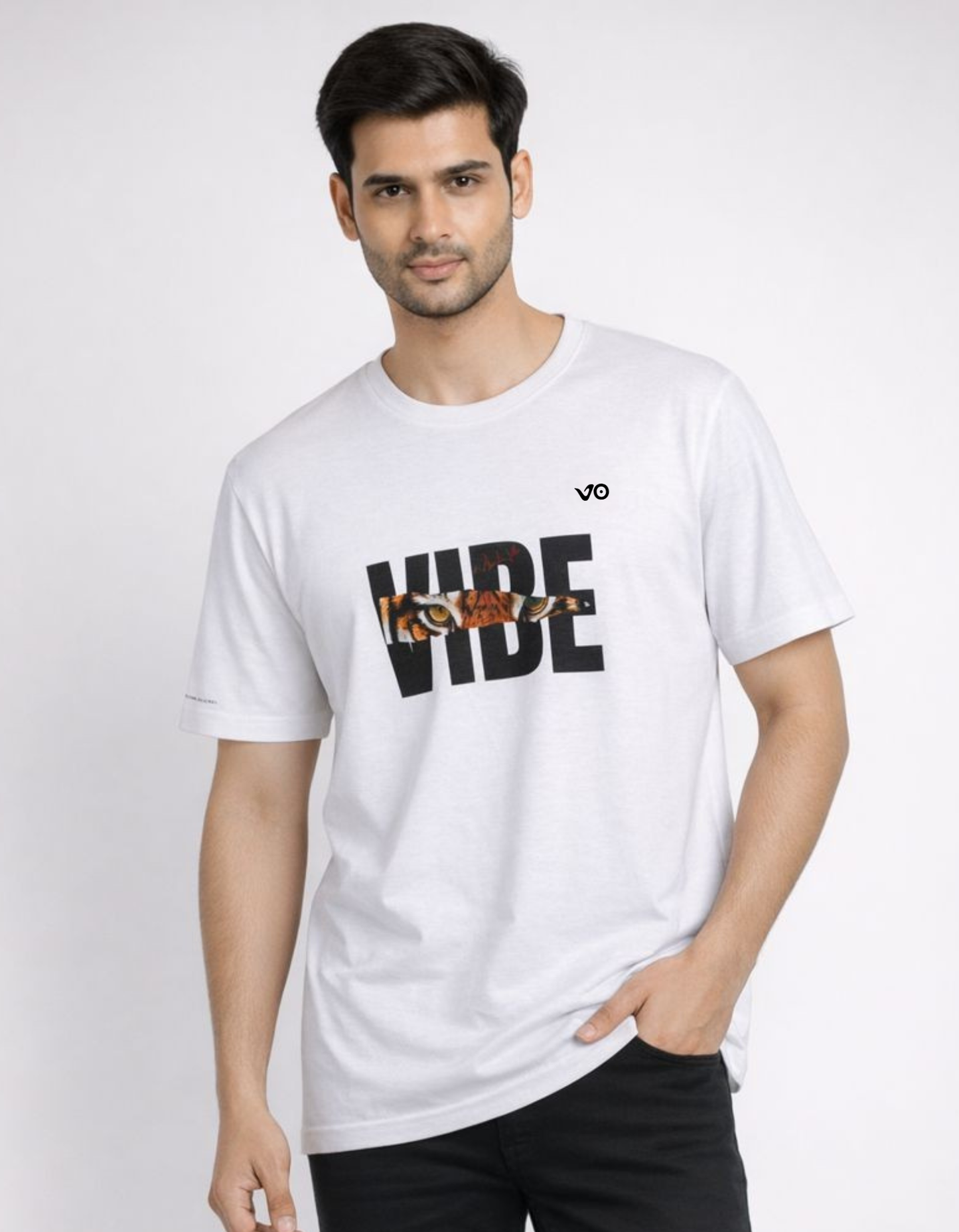VIBE White Graphic T-Shirt | 100% French Terry Cotton