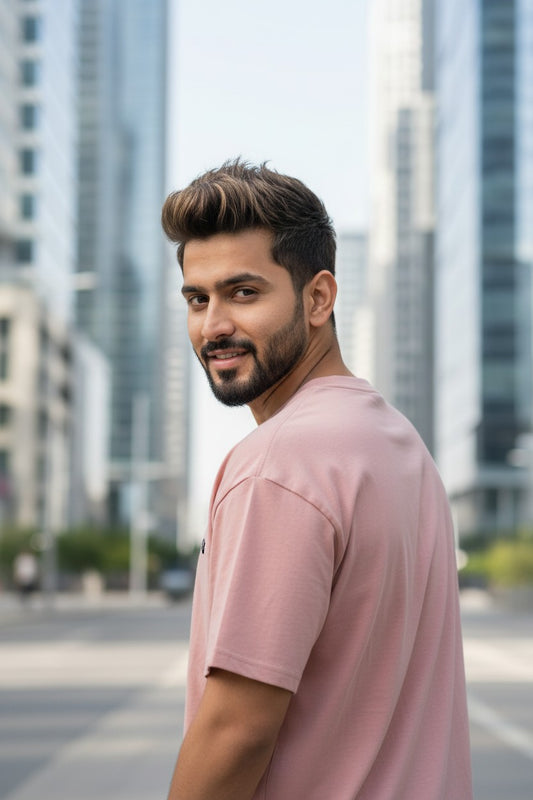 Salmon Pink Oversized T-Shirt | 100% Cotton Heavyweight Streetwear Tee – VIBON Originals