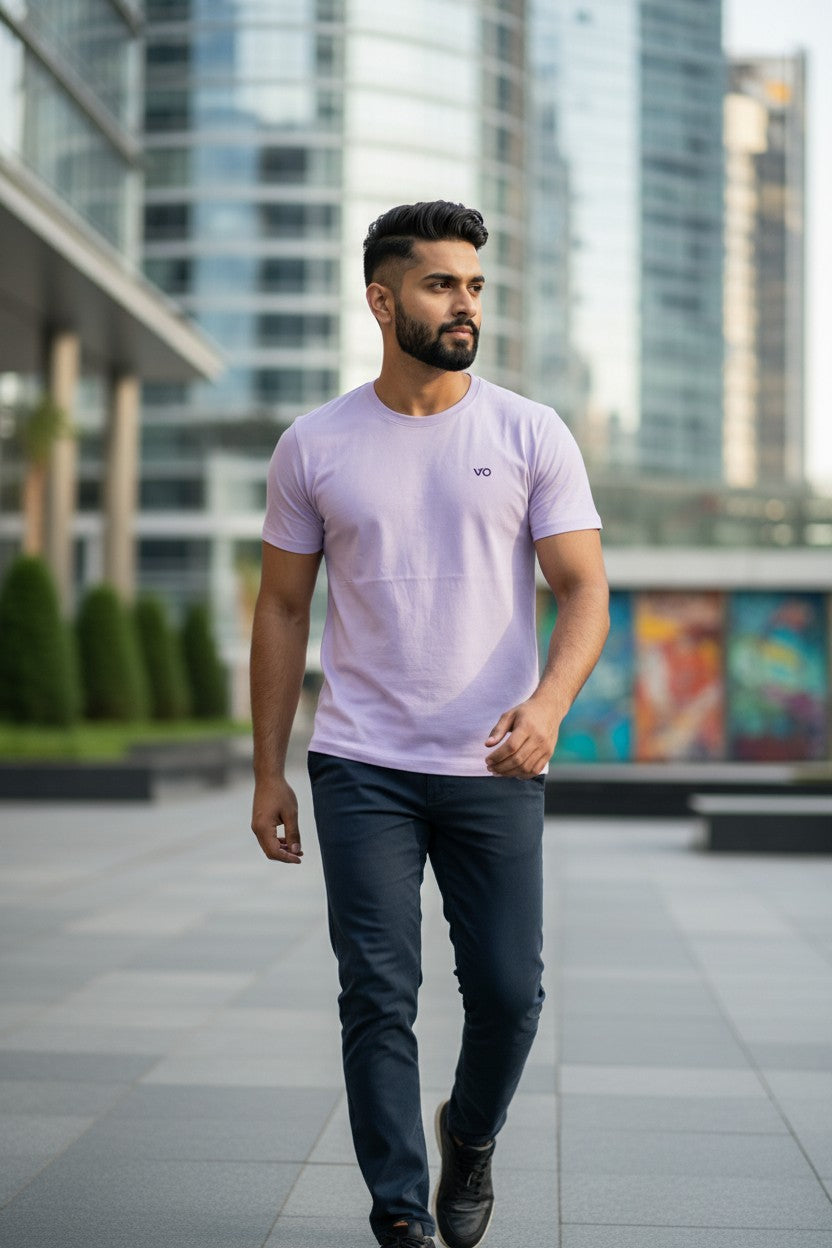 Lavender Classic T-Shirt | 100% Cotton Minimal Streetwear Tee – VIBON Originals