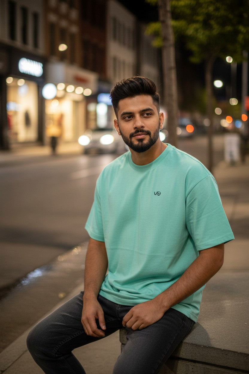 Mint Green Oversized T-Shirt | 100% Cotton Heavyweight Streetwear Tee – VIBON Originals