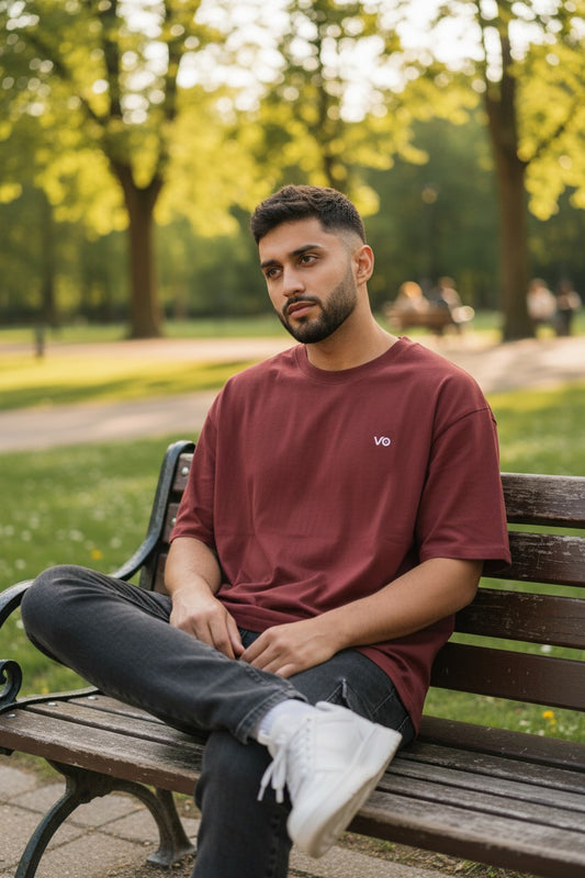 Maroon Oversized T-Shirt | 100% Cotton Heavyweight Streetwear Tee – VIBON Originals