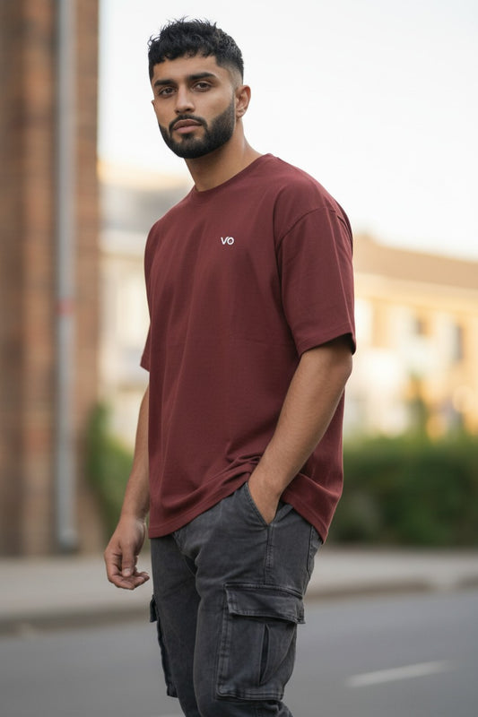 Maroon Oversized T-Shirt | 100% Cotton Heavyweight Streetwear Tee – VIBON Originals