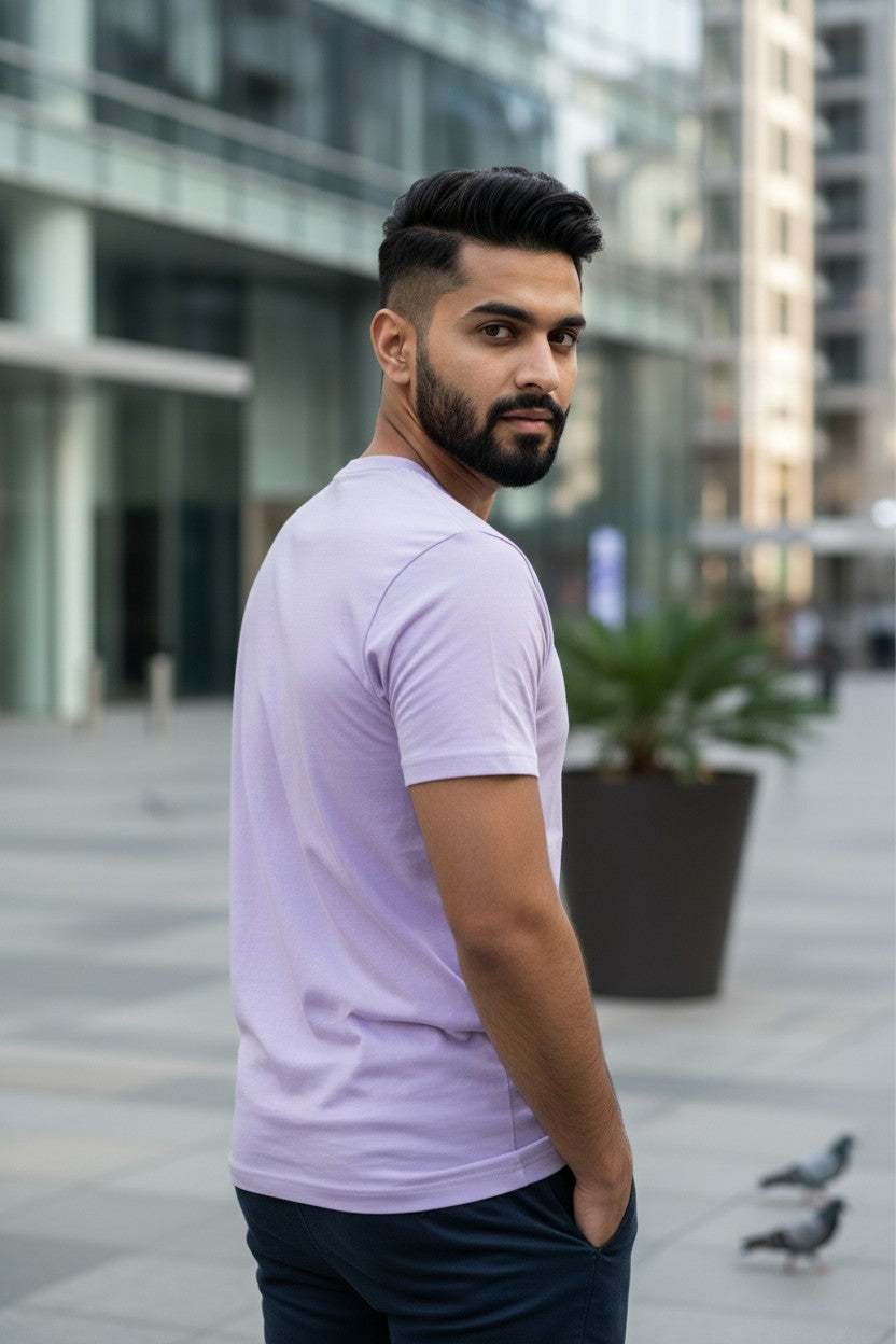 Lavender Classic T-Shirt | 100% Cotton Minimal Streetwear Tee – VIBON Originals