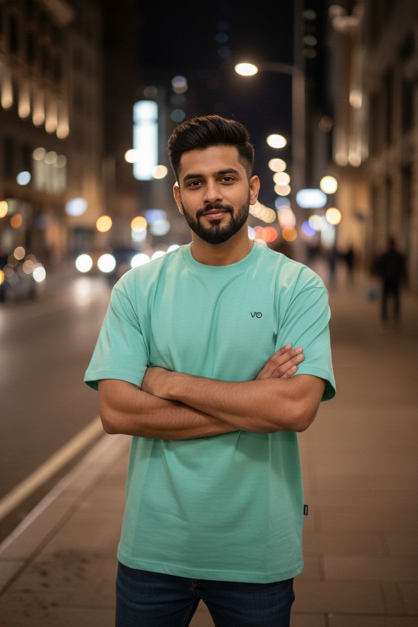 Mint Green Oversized T-Shirt | 100% Cotton Heavyweight Streetwear Tee – VIBON Originals