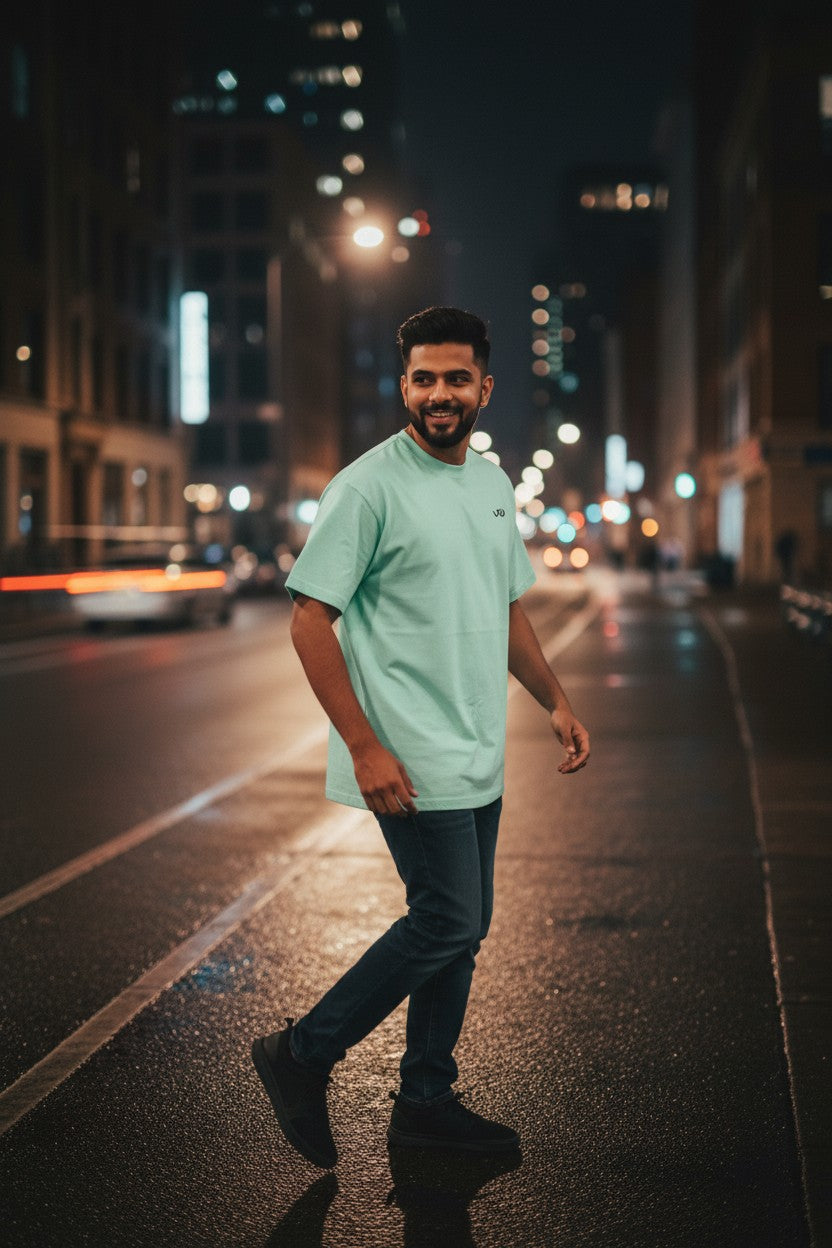 Mint Green Oversized T-Shirt | 100% Cotton Heavyweight Streetwear Tee – VIBON Originals