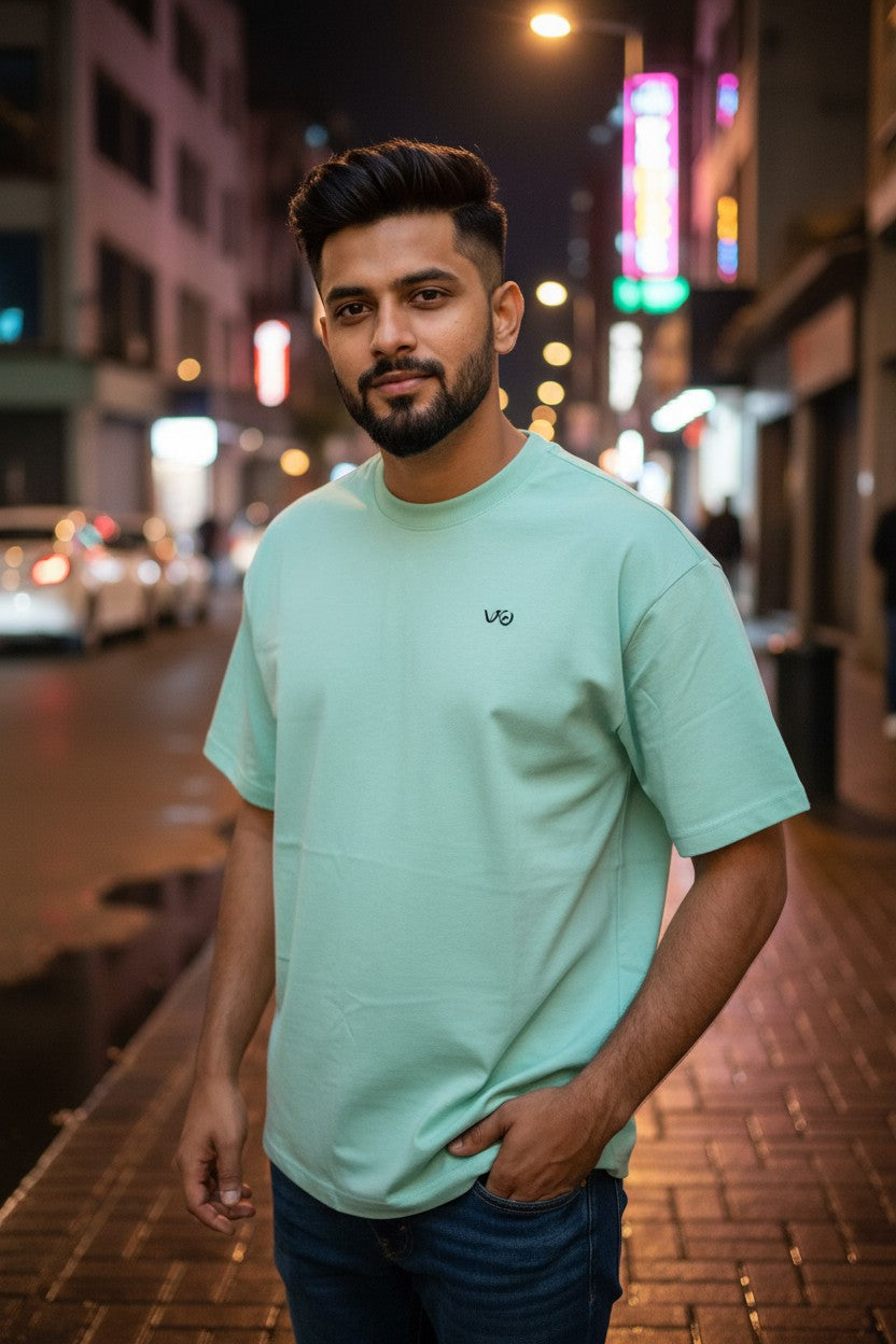 Mint Green Oversized T-Shirt | 100% Cotton Heavyweight Streetwear Tee – VIBON Originals