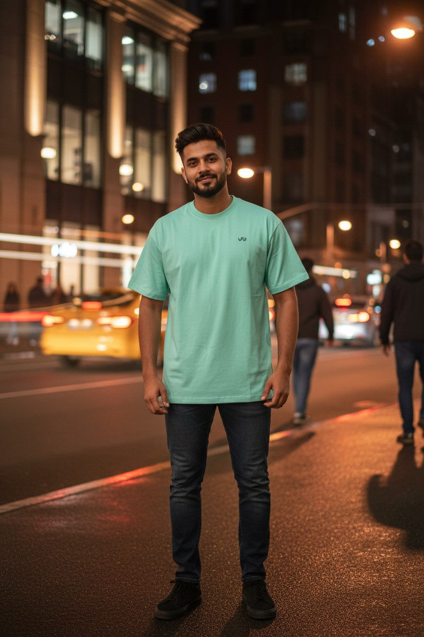 Mint Green Oversized T-Shirt | 100% Cotton Heavyweight Streetwear Tee – VIBON Originals