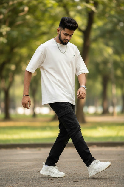 White Oversized T-Shirt | 100% Cotton Heavyweight Streetwear Tee – VIBON Originals - VIBON Originals