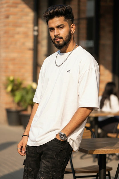 White Oversized T-Shirt | 100% Cotton Heavyweight Streetwear Tee – VIBON Originals - VIBON Originals