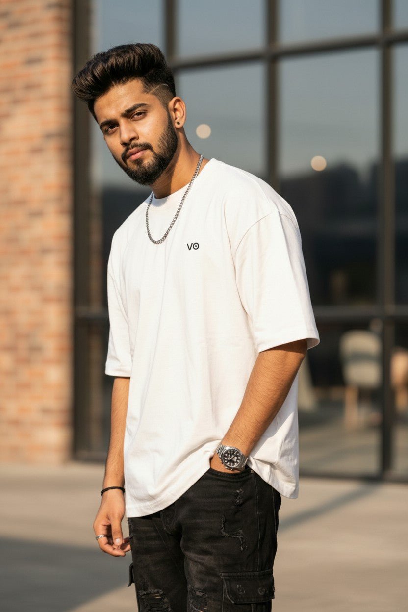 White Oversized T-Shirt | 100% Cotton Heavyweight Streetwear Tee – VIBON Originals - VIBON Originals
