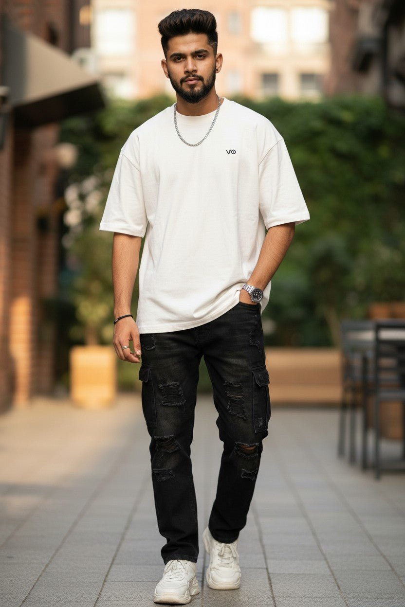 White Oversized T-Shirt | 100% Cotton Heavyweight Streetwear Tee – VIBON Originals - VIBON Originals