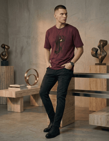 Wine Oversized T-Shirt– Lion Graphic - VIBON Originals